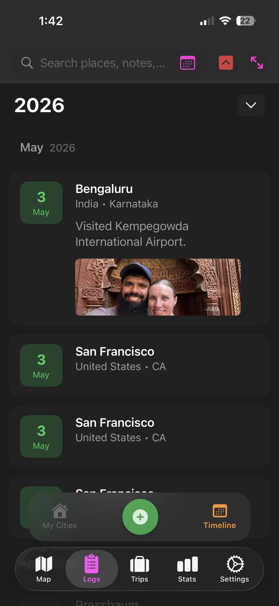 Trek Pins app screens